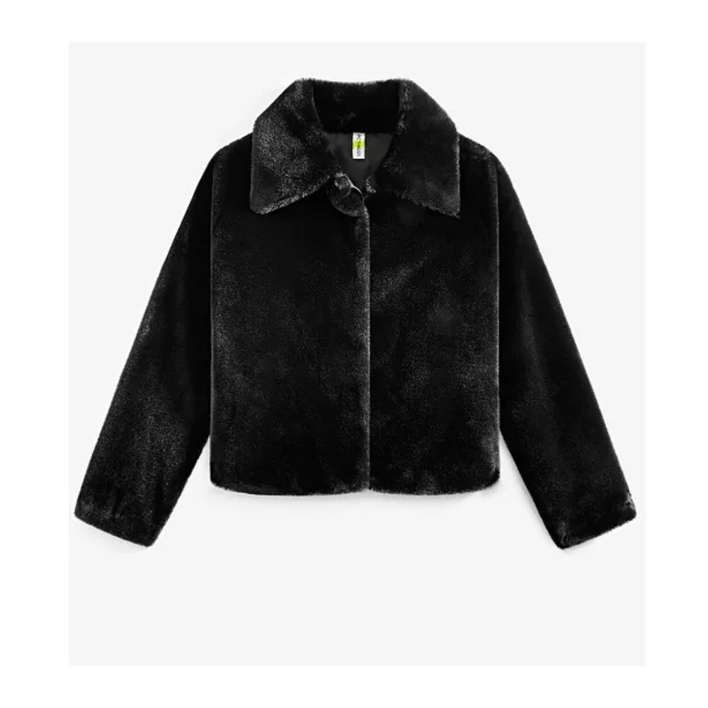 Epic Threads Black Fuzzy Faux Fur Girls Medium Dressy Holiday Party Wedding